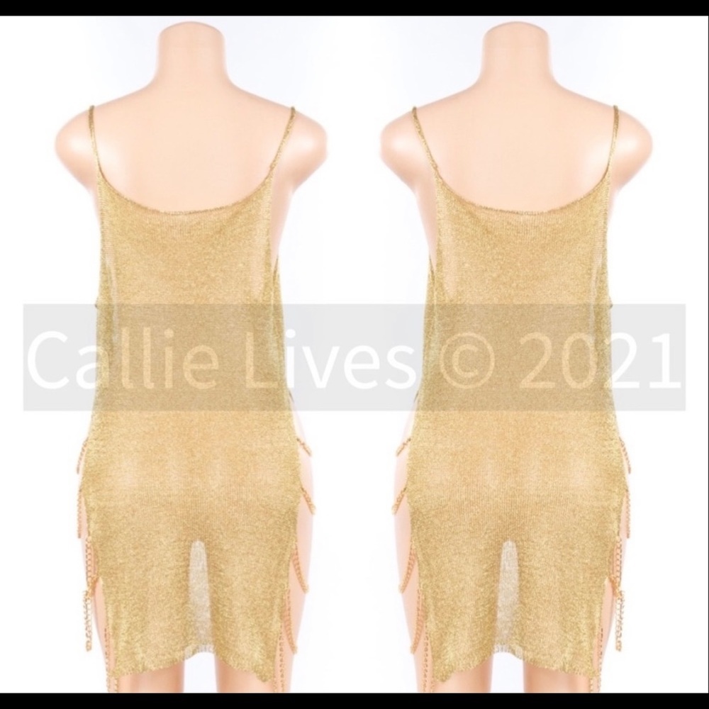 New!Gold /Silver Shimmer Chain Mesh Armor Swim Coverup Top - Picture 9 of 17